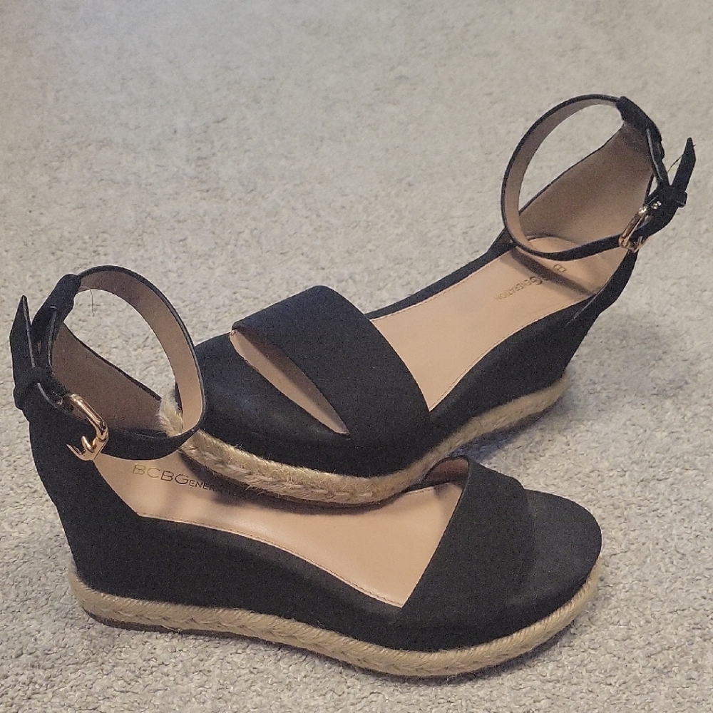 BCBGeneration Black Espadrille Wedges
